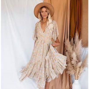 Clarity pocketed floral tiered maxi dress